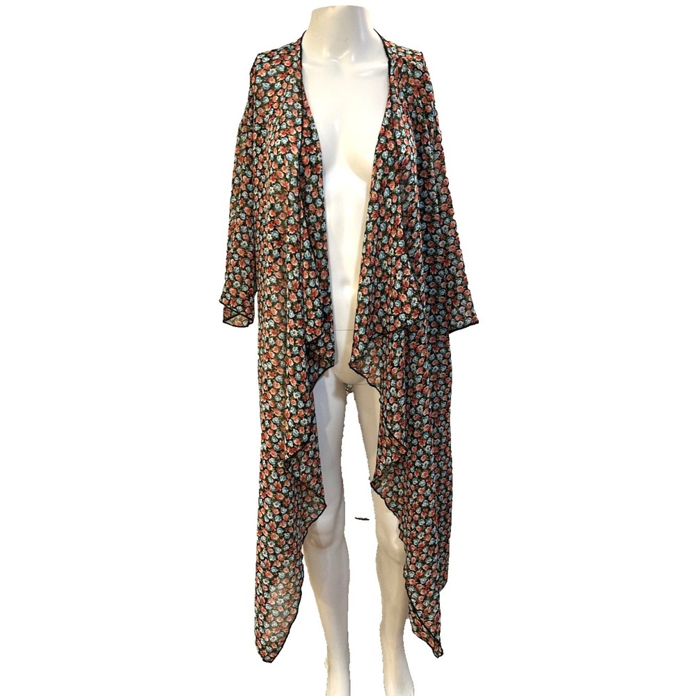 Lula Roe Womans Micro Floral Kimono Size M Fairy Boho Cottagecore Open Front
